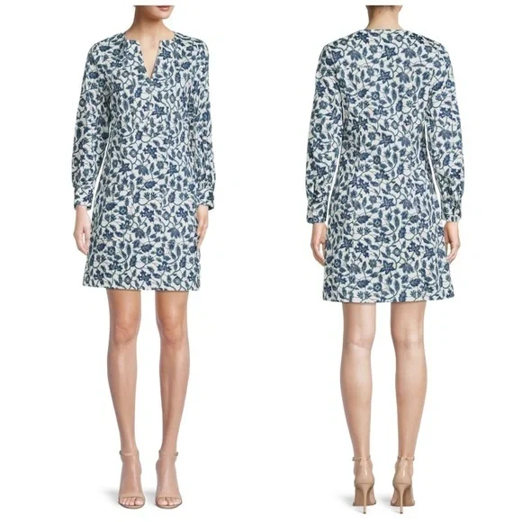 DEREK LAM 10 CROSBY Cotton Blend Preppy Floral Kasha Shift Dress 8 NWT Summer